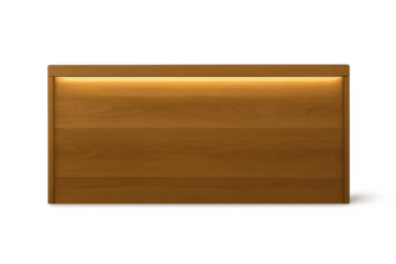 Elegant illuminated wooden panel with warm LED light isolated on transparent background