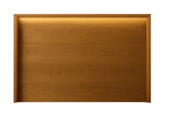 Elegant wooden display board with integrated lighting isolated on transparent background