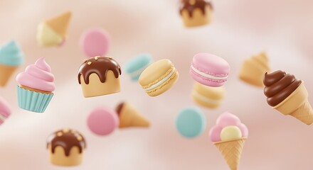 Sweet Delights - A Whimsical Assortment of Miniature Desserts and Candies.