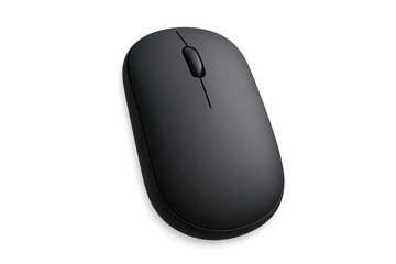 Sleek dark gray wireless mouse isolated on a transparent background design.