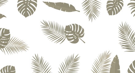 Tropical Leaf Pattern on White Background.