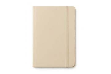 Elegant notebook in beige, isolated on a transparent background for easy use