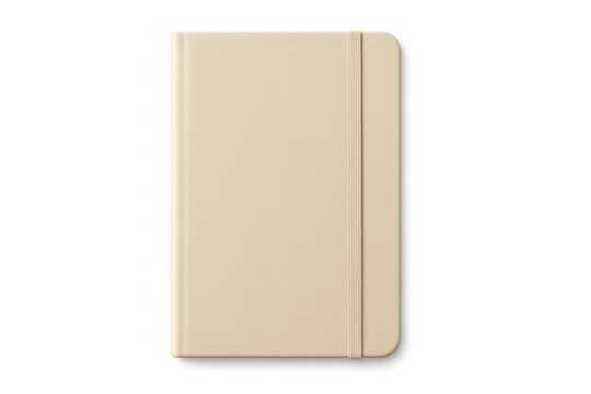 Elegant notebook in beige, isolated on a transparent background for easy use