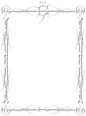 Vintage white decorative frame in Gothic style - elegant white frame on transparent background, PNG, 300 DPI