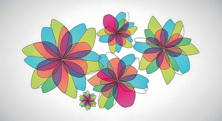 Vibrant Abstract Floral Design with Overlapping Colors.