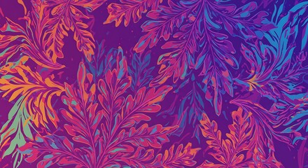 Vibrant Abstract Floral Pattern with Dynamic Colors and Organic Shapes.