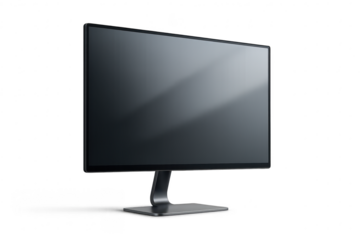 Modern computer monitor isolated on transparent background, stylish design, blank screen
