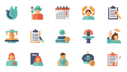 Collection of Diverse Flat Icons Representing Various Concepts.