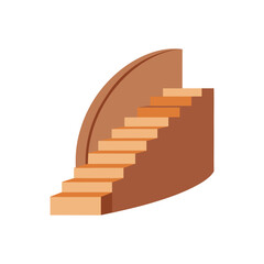 Illustration of a staircase with curved wall design on transparent background