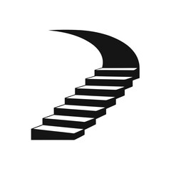 Illustration of a staircase with a curved top edge on transparent background