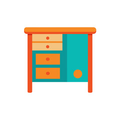 Illustration of a colorful dresser with three drawers on transparent background