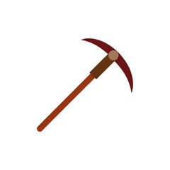 Illustration of a brown pickaxe on a white background on transparent background