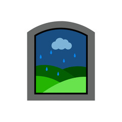 Rainy weather seen through a window illustration on transparent background