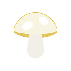 Illustration of a mushroom with a yellow cap and stem on transparent background