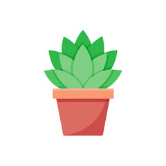 Illustration of a potted succulent plant on white on transparent background