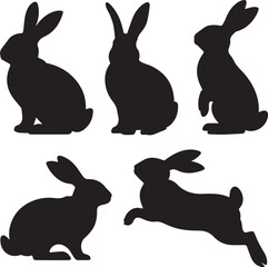 Obraz premium Rabbit Silhouettes Easter Bunny Decoration Vector Art