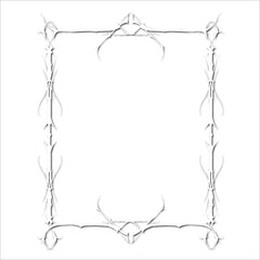 Vintage white decorative frame in Gothic style - elegant white frame on white background, JPG, 300 DPI