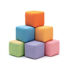 Colorful Cube Stack Childrens Educational Toy Block Pyramid Isolated