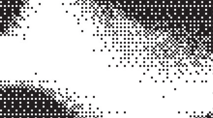 Pixelated Squares Black and White Shapes Distorted Patterns Edges Background Use, creating dynamic visuals with abstract elements, ideal for textures or artistic digital designs © Micro Design-id