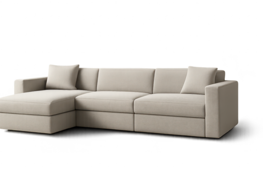 Elegant beige sectional sofa isolated on transparent background, modern design - Powered by Adobe