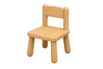 Simple small wooden chair for children, isolated on transparent background