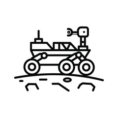 Outline Icon of Mars Rover Exploring Rocky Planetary Surface