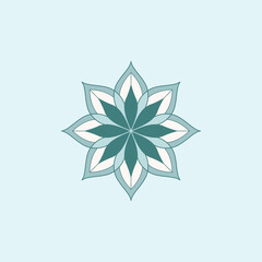 Elegant teal mandala flower with layered petals in minimalist style, perfect for wellness branding, yoga décor, meditation art, and modern digital design.