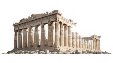 Parthenon ancient greek temple iconic landmark isolated on transparent background
