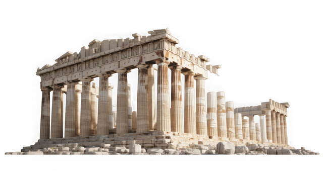 Parthenon ancient greek temple iconic landmark isolated on transparent background