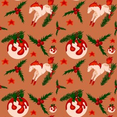 New Year and  Christmas hand drawn pattern. Background and poster pattern.