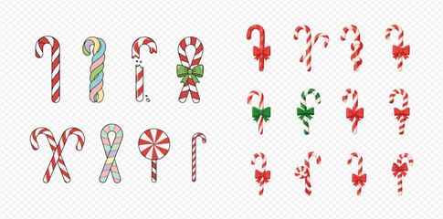 Festive assortment of candy canes and a lollipop, perfect for Christmas.