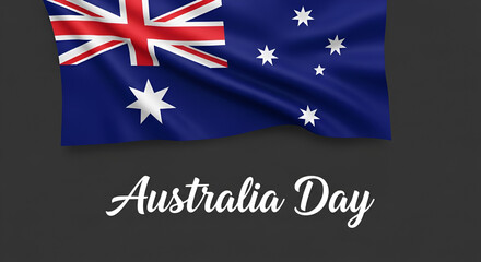 Happy Australia day concept. Australian flag and the text against dark background. 26 January