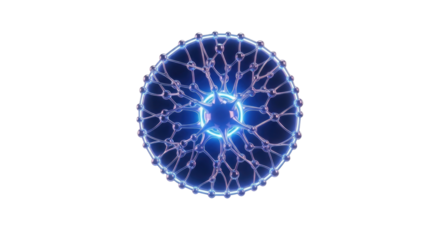 Abstract glowing blue sphere neural network digital science concept