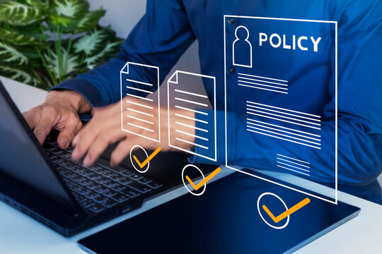 Business concept of policy making, work requirements provide good control in management of organization system.