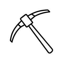 Outline drawing of a classic pickaxe tool item on transparent background