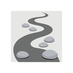 Winding path with stepping stones illustration art on transparent background