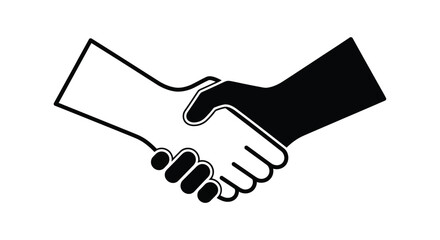 A simple illustration depicting two hands in a firm handshake
