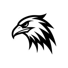 Stylized graphic depiction of an eagle head icon on transparent background