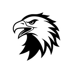 Silhouette of an eagle head with open beak design on transparent background