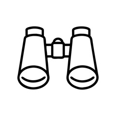 Illustration of a pair of binoculars in black line on transparent background