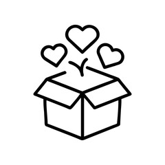 Open box with hearts floating out of the container on transparent background