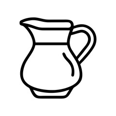 Outline drawing of a pitcher with handle and spout on transparent background