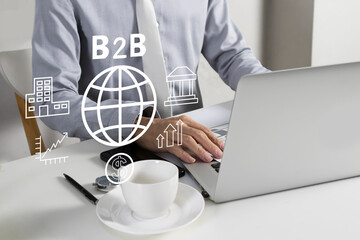 B2B is a business concept of businessmen in the form of company to company contact.