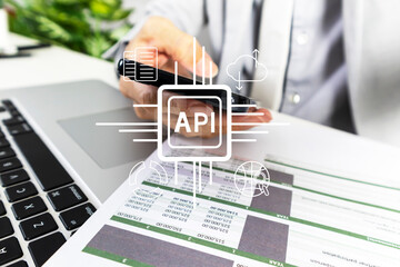 Application programming interface concept, a program that defines communication and data exchange connections between each other.