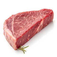 Raw camel meat slice isolated on a white background showcasing fresh high-protein culinary ingredient