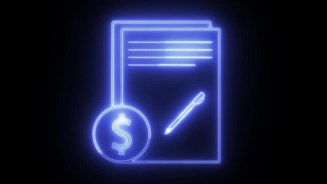 Neon Contract Agreement with Dollar Sign Animation.