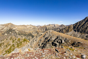 Panoramic view of Puymorens Gate in Pyrenees Mountains