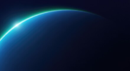 Obraz premium Abstract Blue Green Horizon Glow: Futuristic Space Atmosphere Background