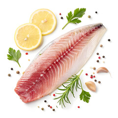 Raw mackerel fillet isolated on white background showcasing fresh fish, ideal for cooking, healthy meals, recipes