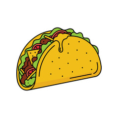 Mexican Crunchy Taco Vector  Illustration.eps
